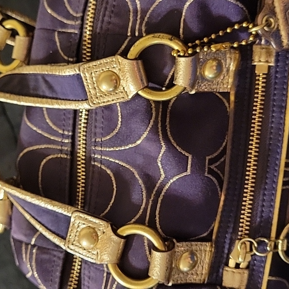 Coach Poppy Purple and Gold Metalic Satchel Purse - Picture 12 of 17